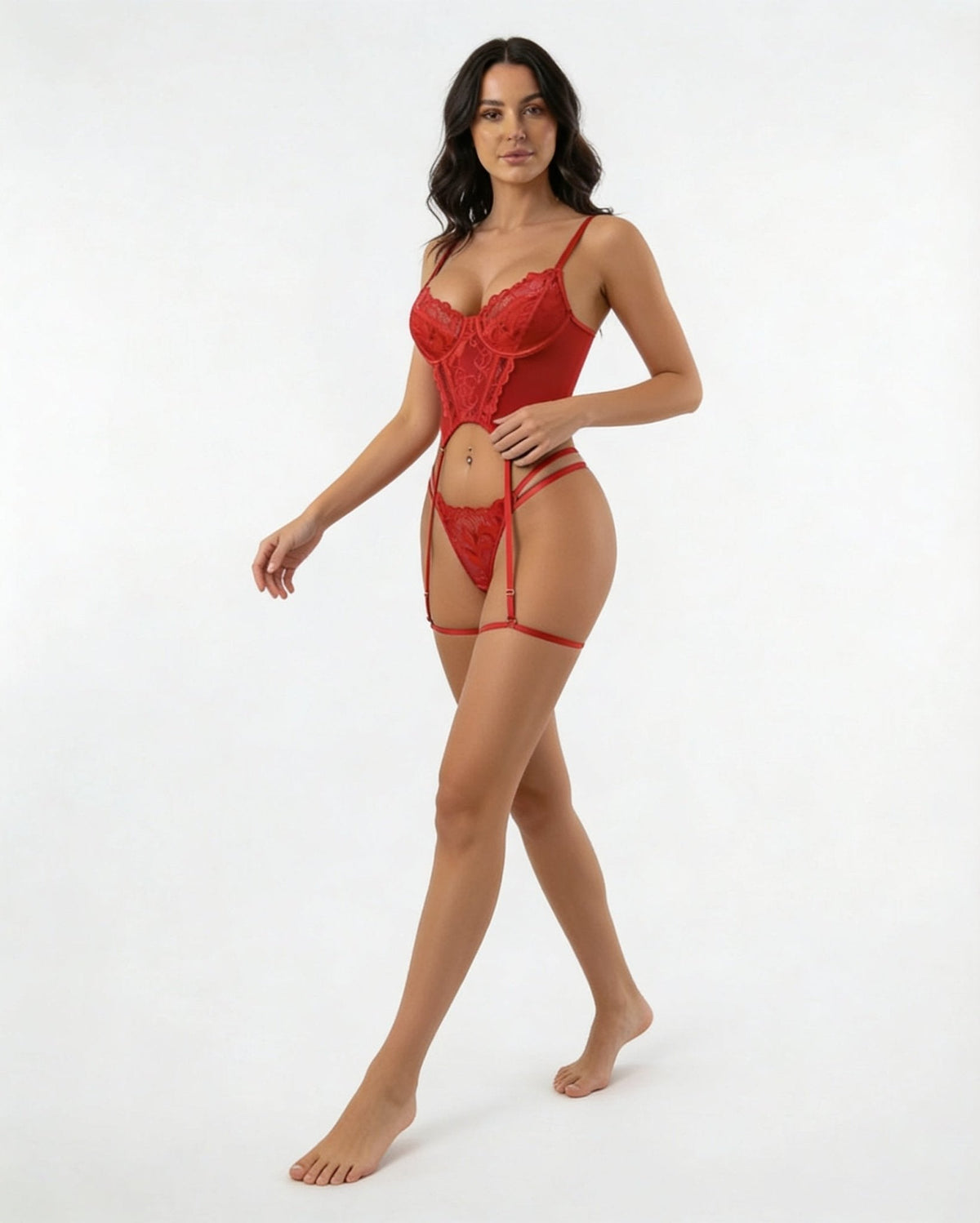 Underwired Lace Corset Lingerie Set