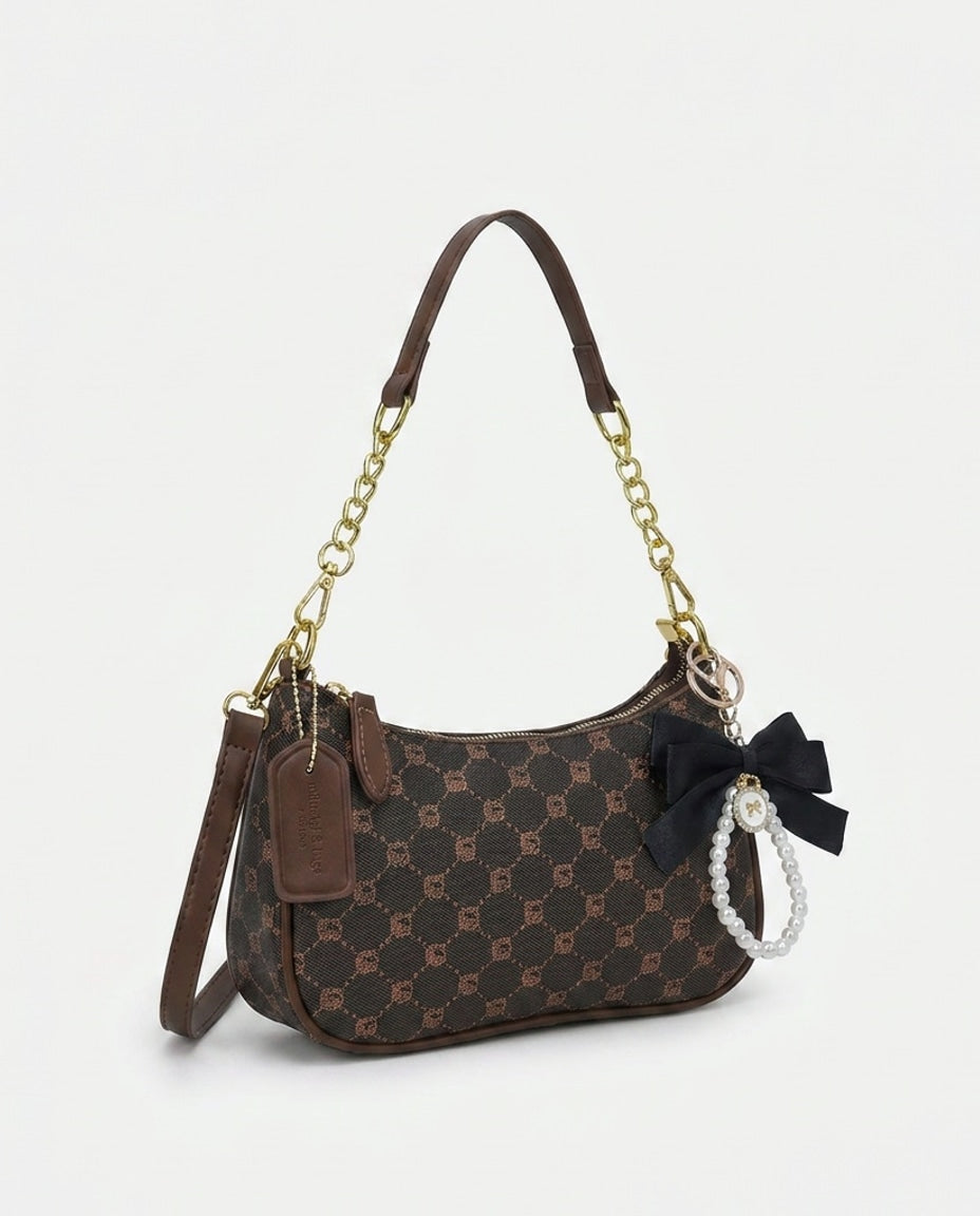 Chain Strap Crescent Shoulder Bag