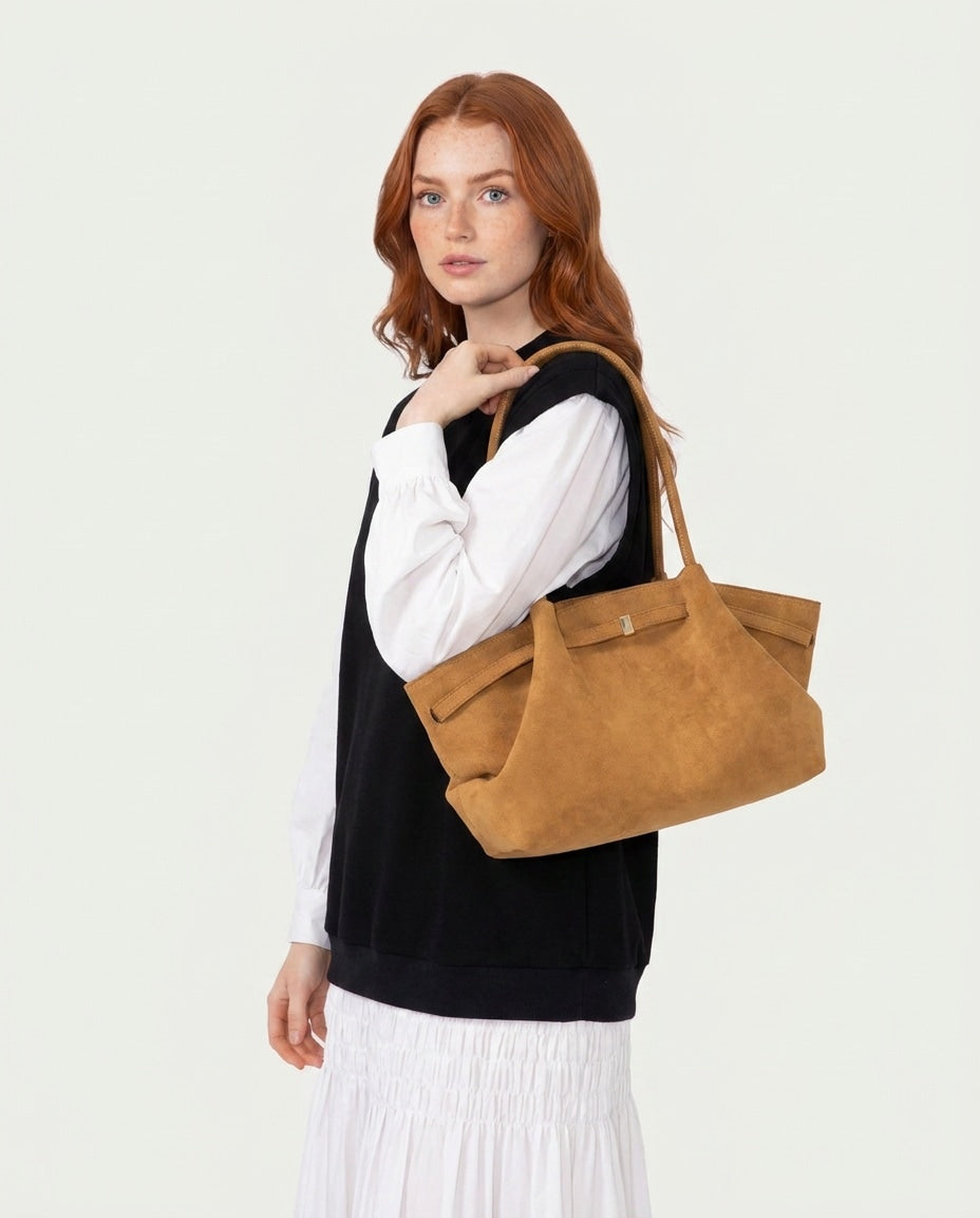 Soft Pleated Winged Tote Bag