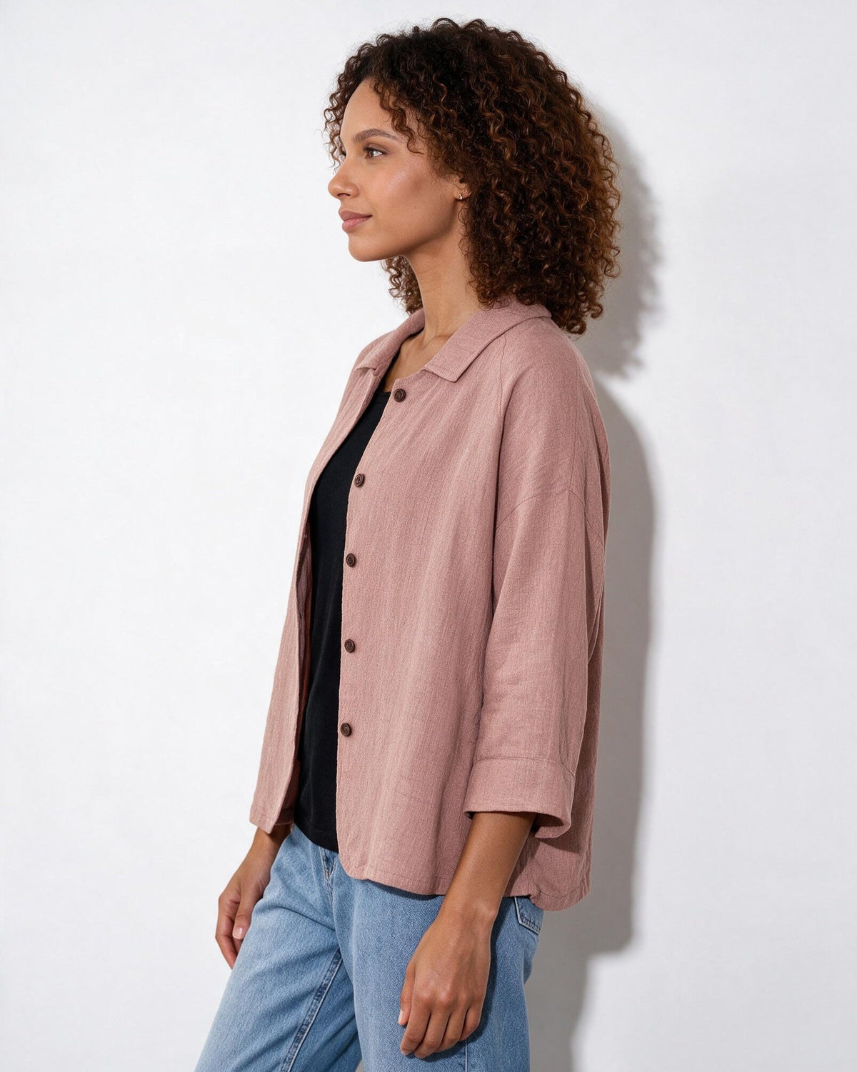 Cotton Relaxed Cropped Shirt Jacket