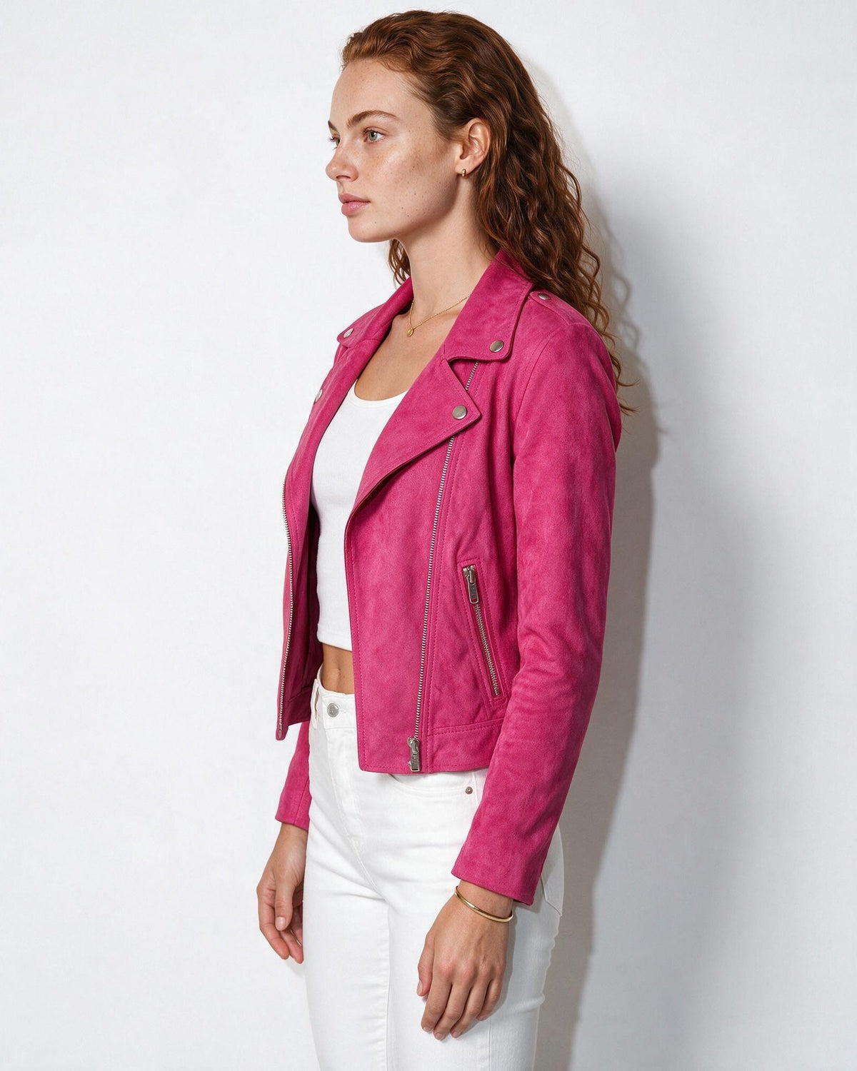 Cropped Snap-Tab Waist Biker Jacket