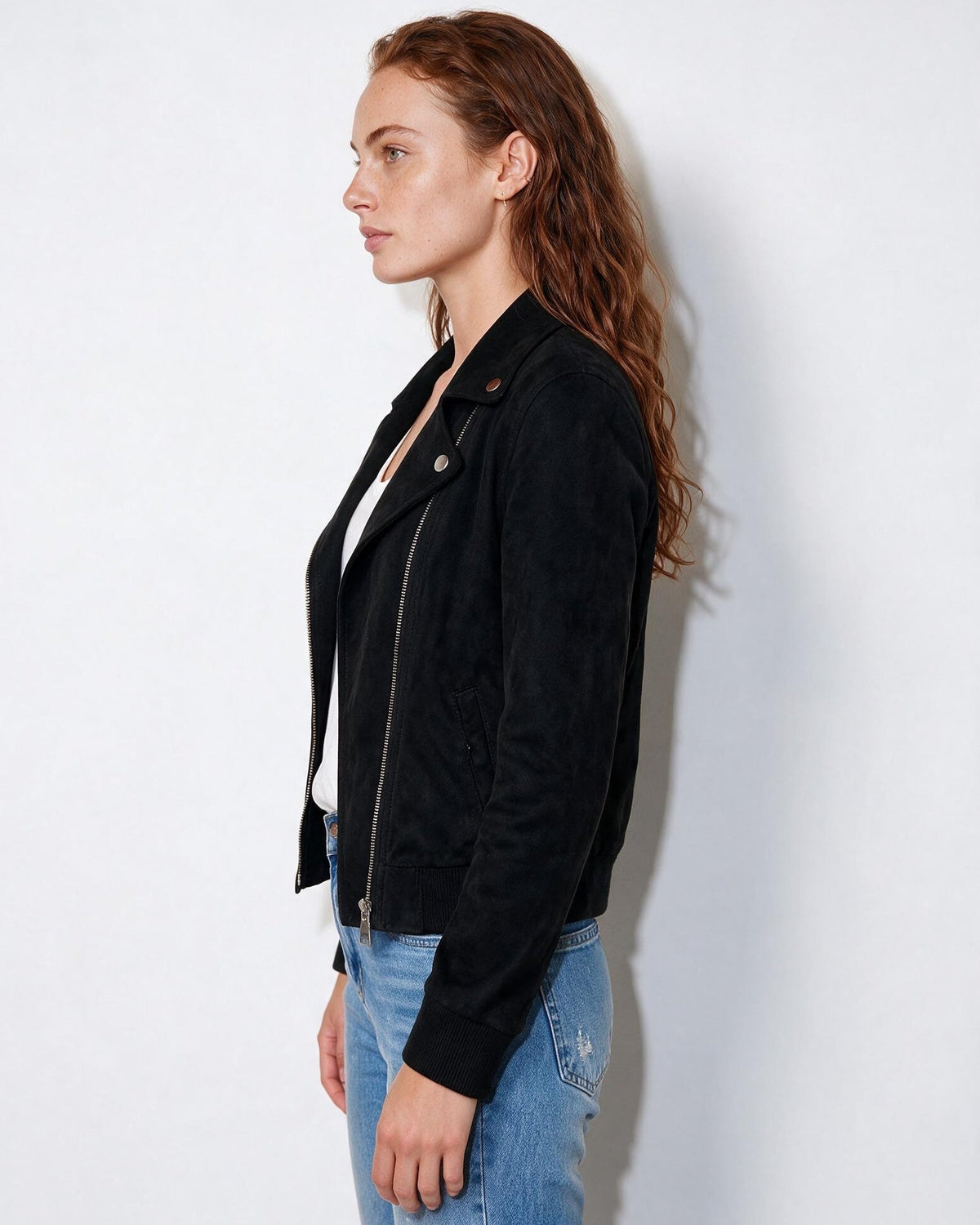 Cropped Snap-Tab Waist Biker Jacket