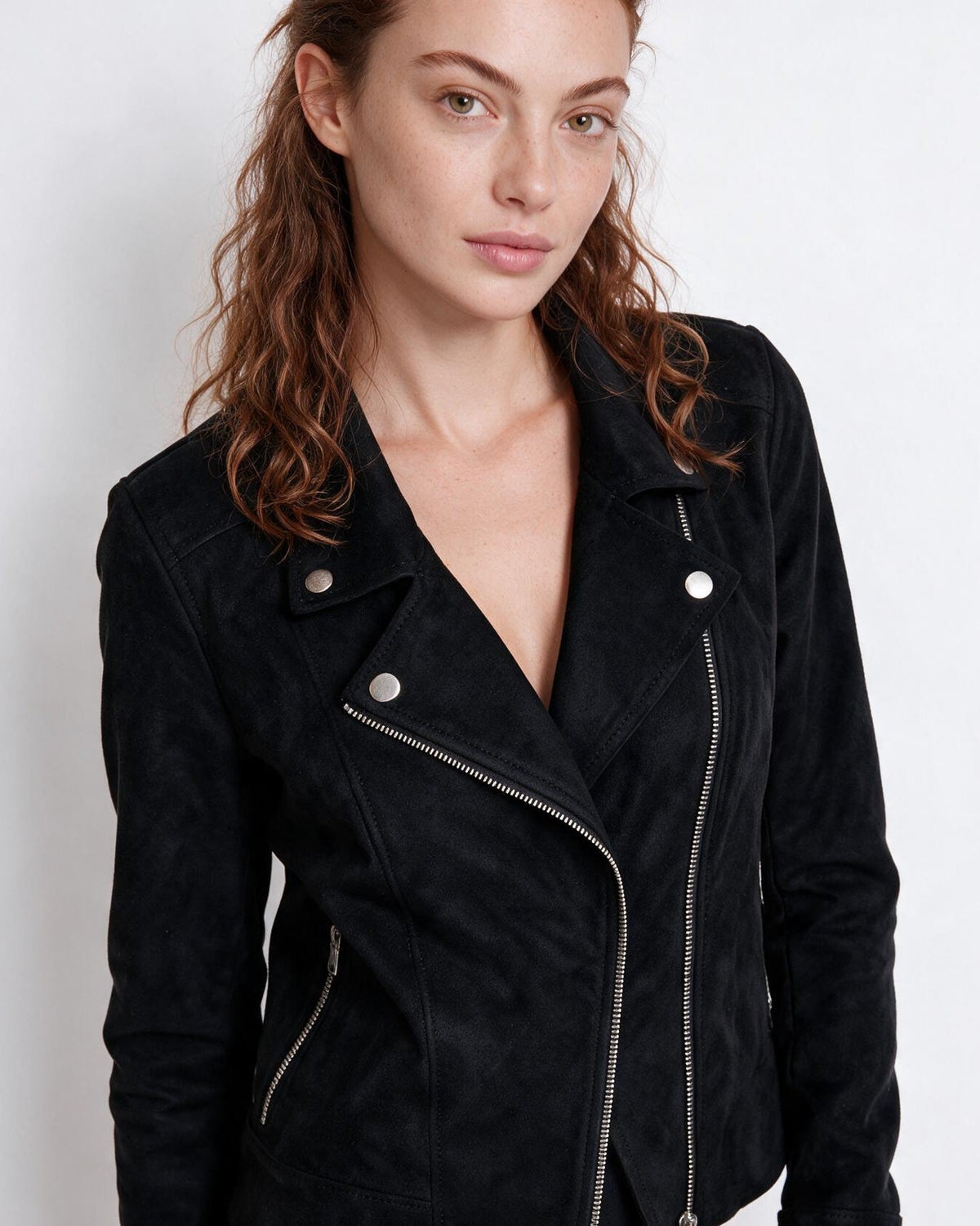 Cropped Snap-Tab Waist Biker Jacket