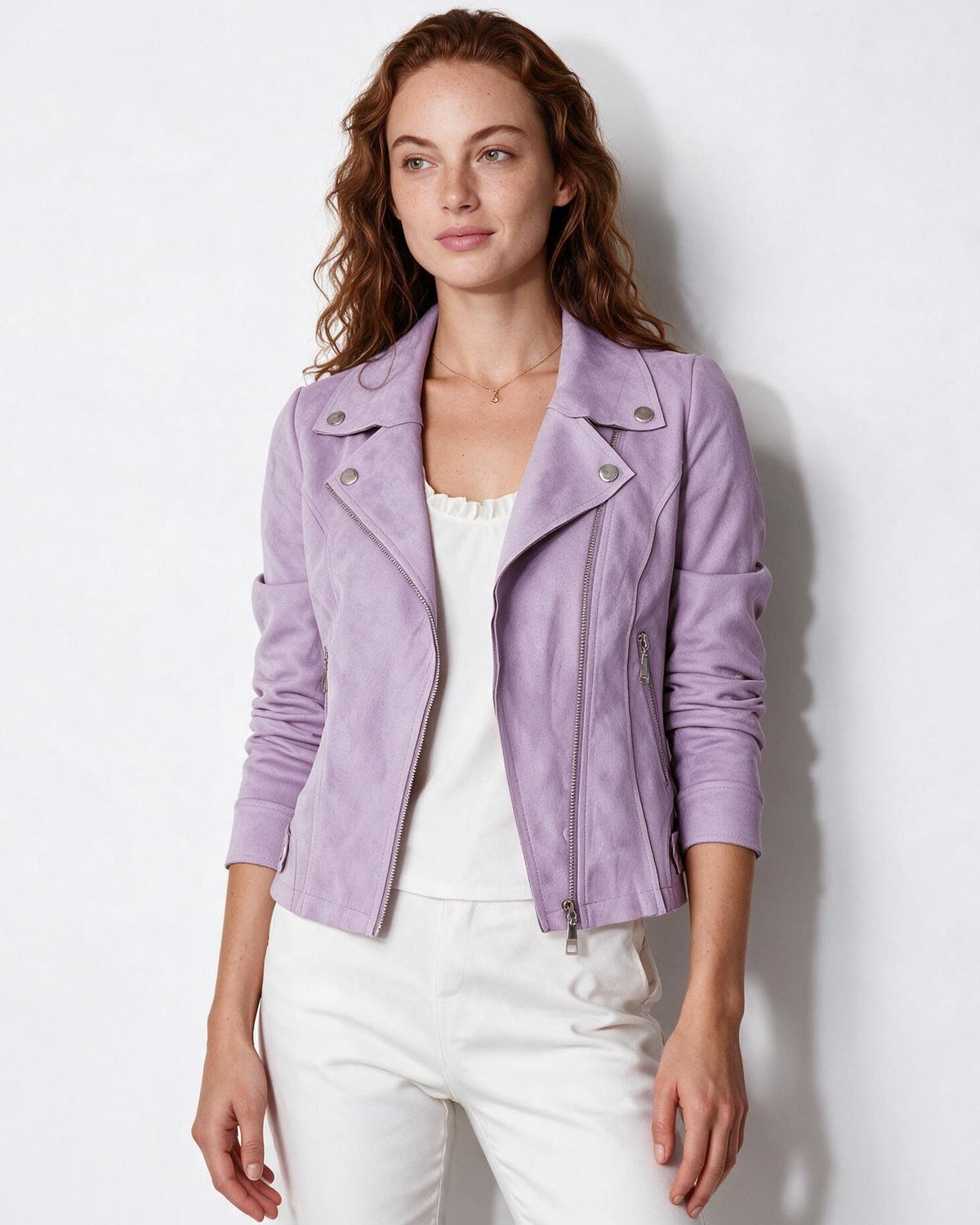 Cropped Snap-Tab Waist Biker Jacket