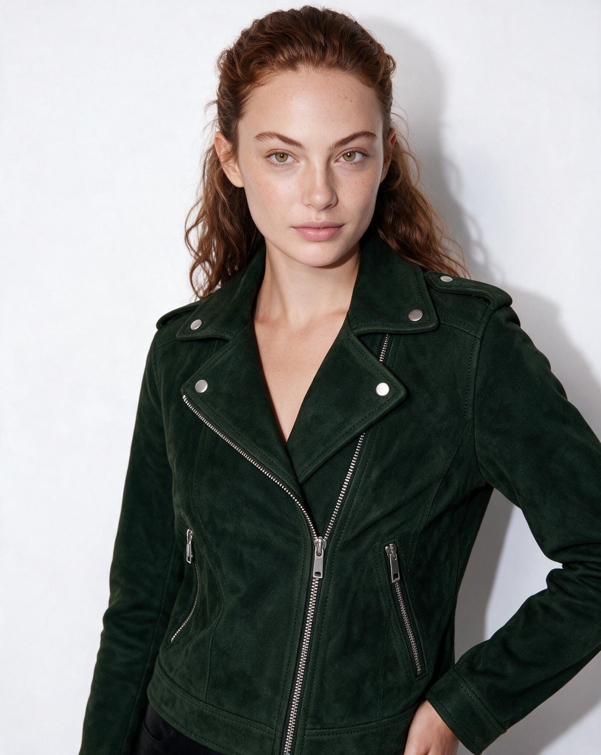 Cropped Asymmetric Zip Biker Jacket
