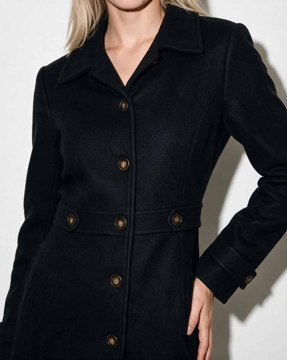 Single-Breasted Notch Lapel Tab-Waist Coat
