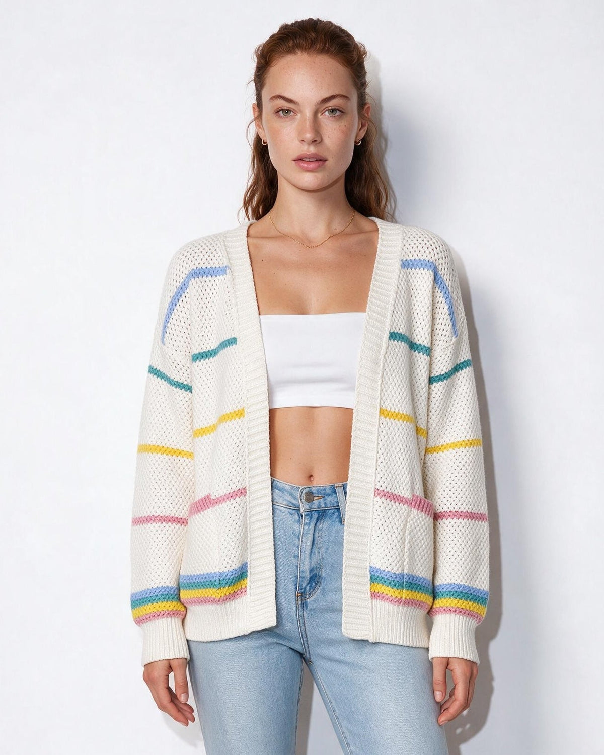Cashmere Striped Oversized Cardigan