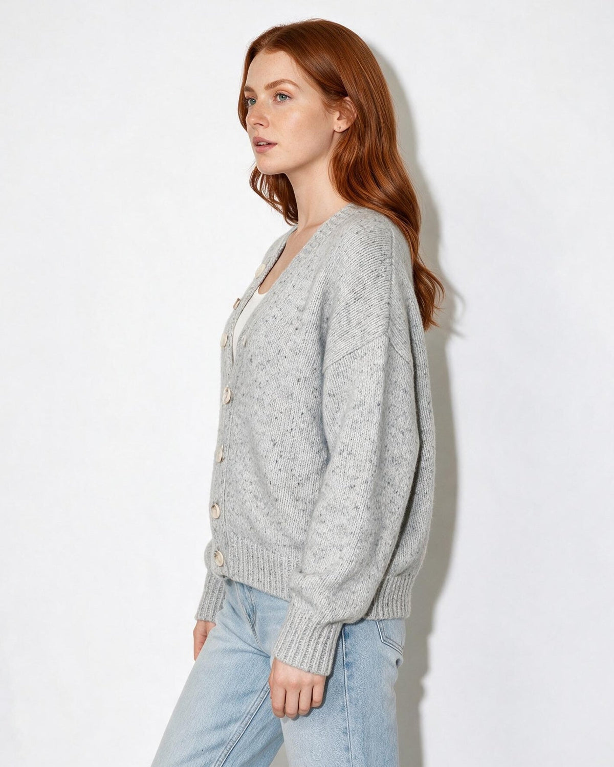 Wool Flecked Cropped Cardigan