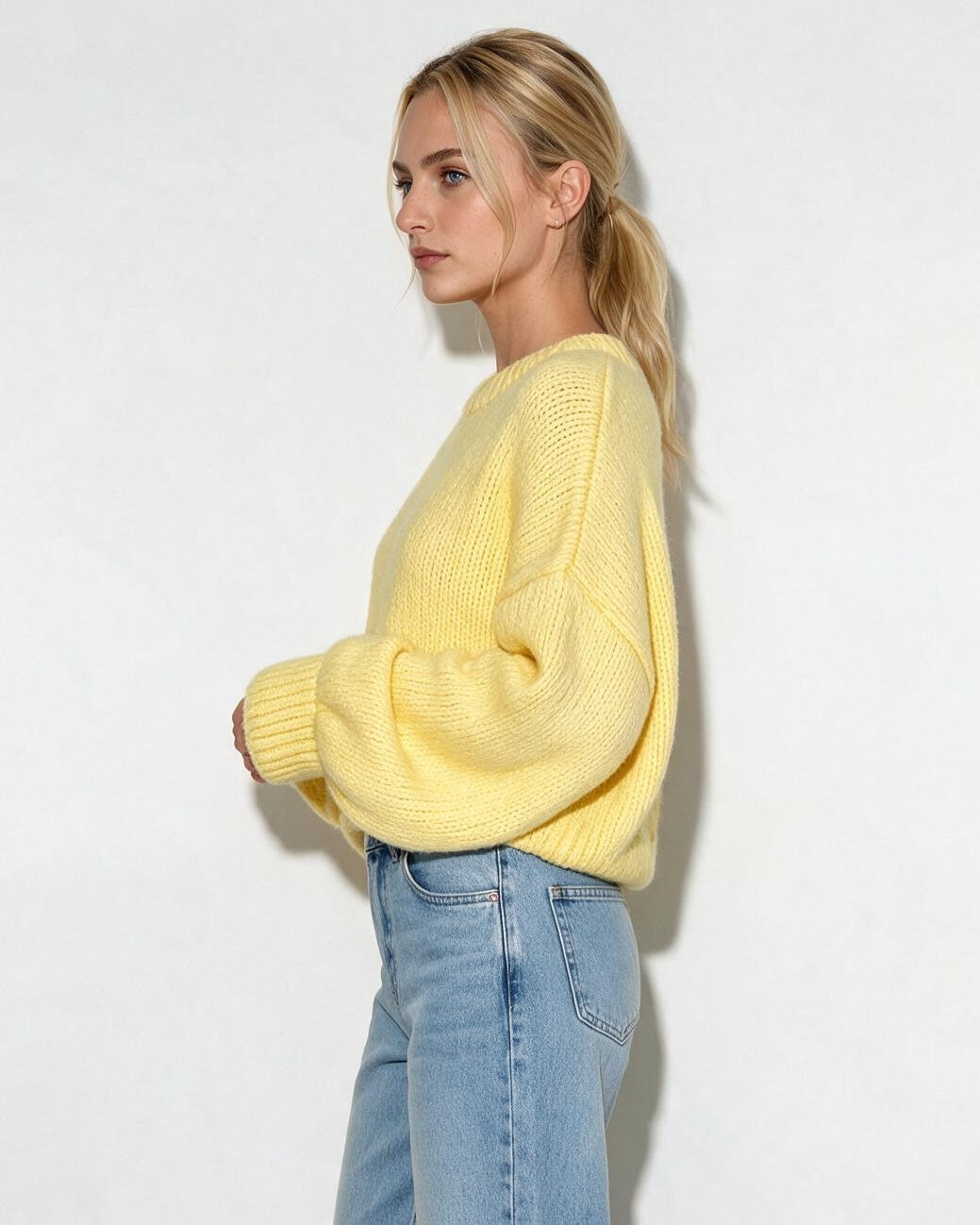 Dropped Shoulder Balloon Sleeve Jumper