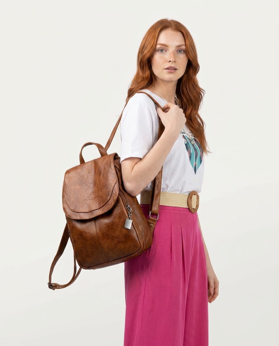 Curved Flap Structured Backpack