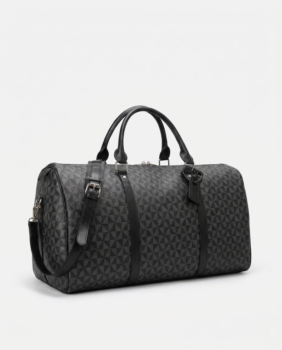 Geometric Print Structured Duffle Bag