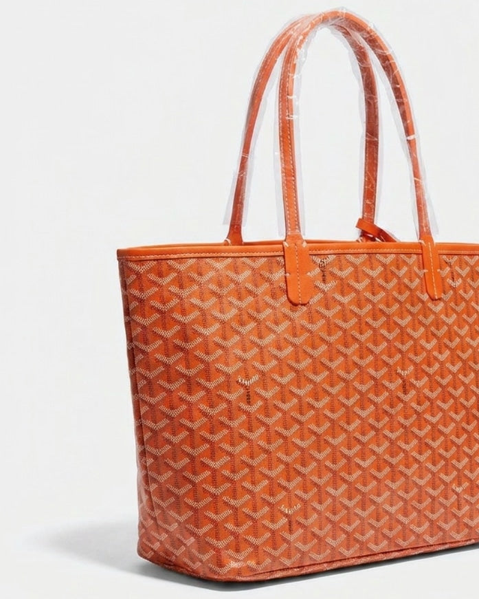 Chevron Print Structured Tote Bag