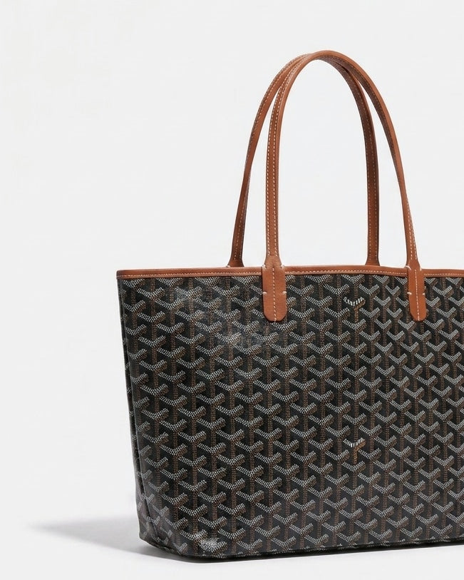Chevron Print Structured Tote Bag