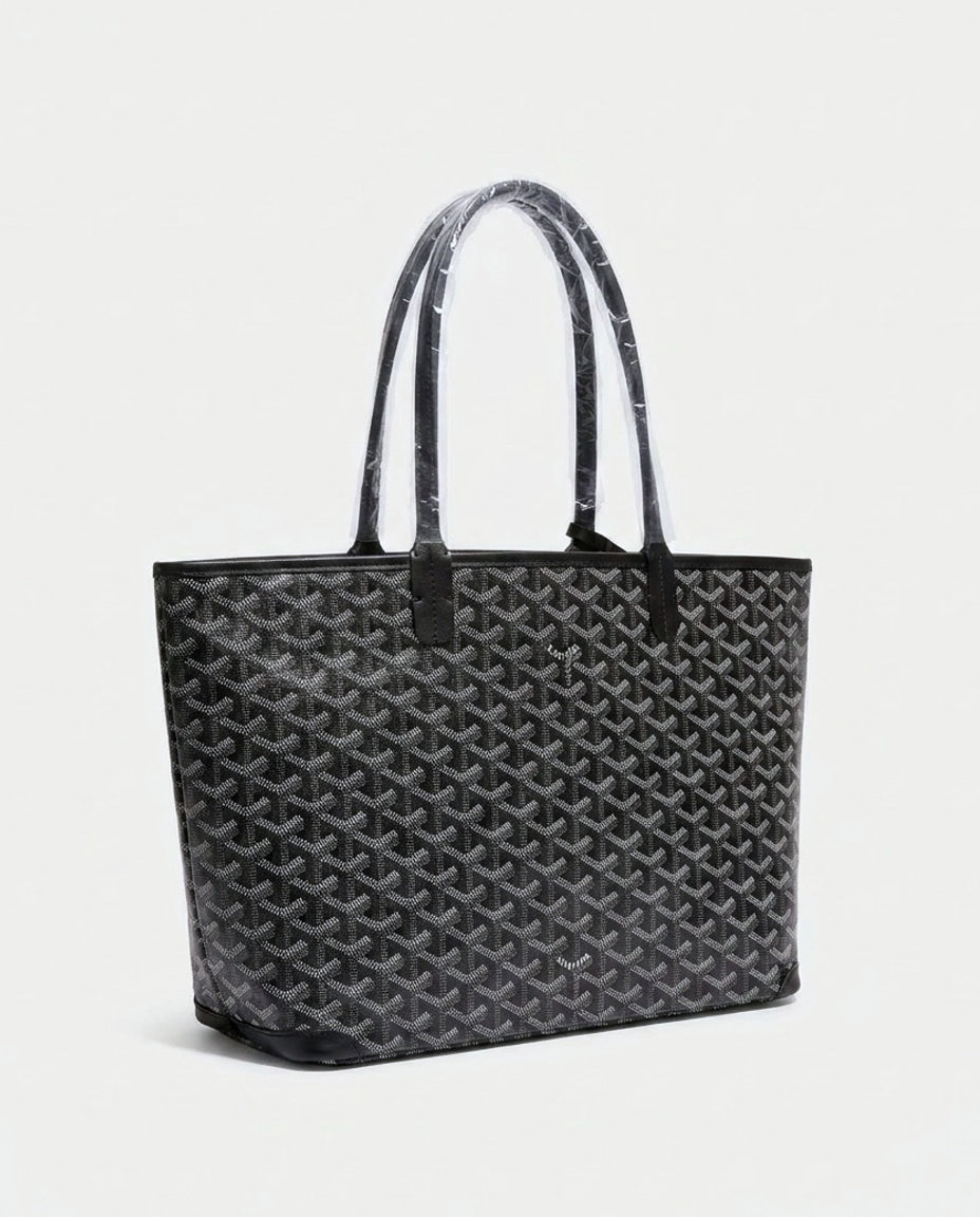 Chevron Print Structured Tote Bag