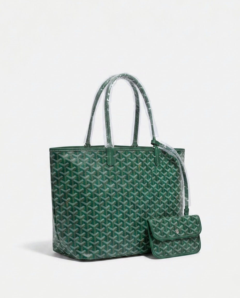 Chevron Print Structured Tote Bag