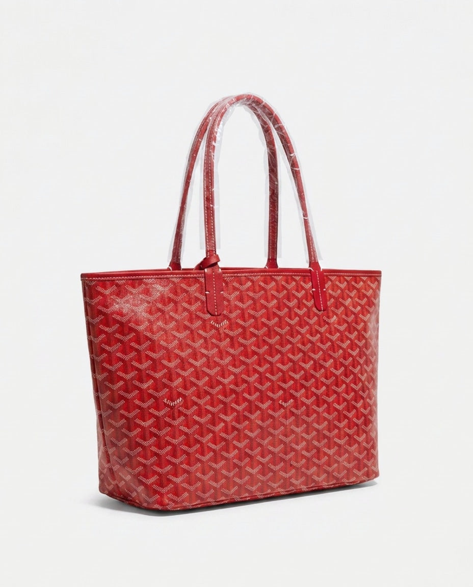 Chevron Print Structured Tote Bag