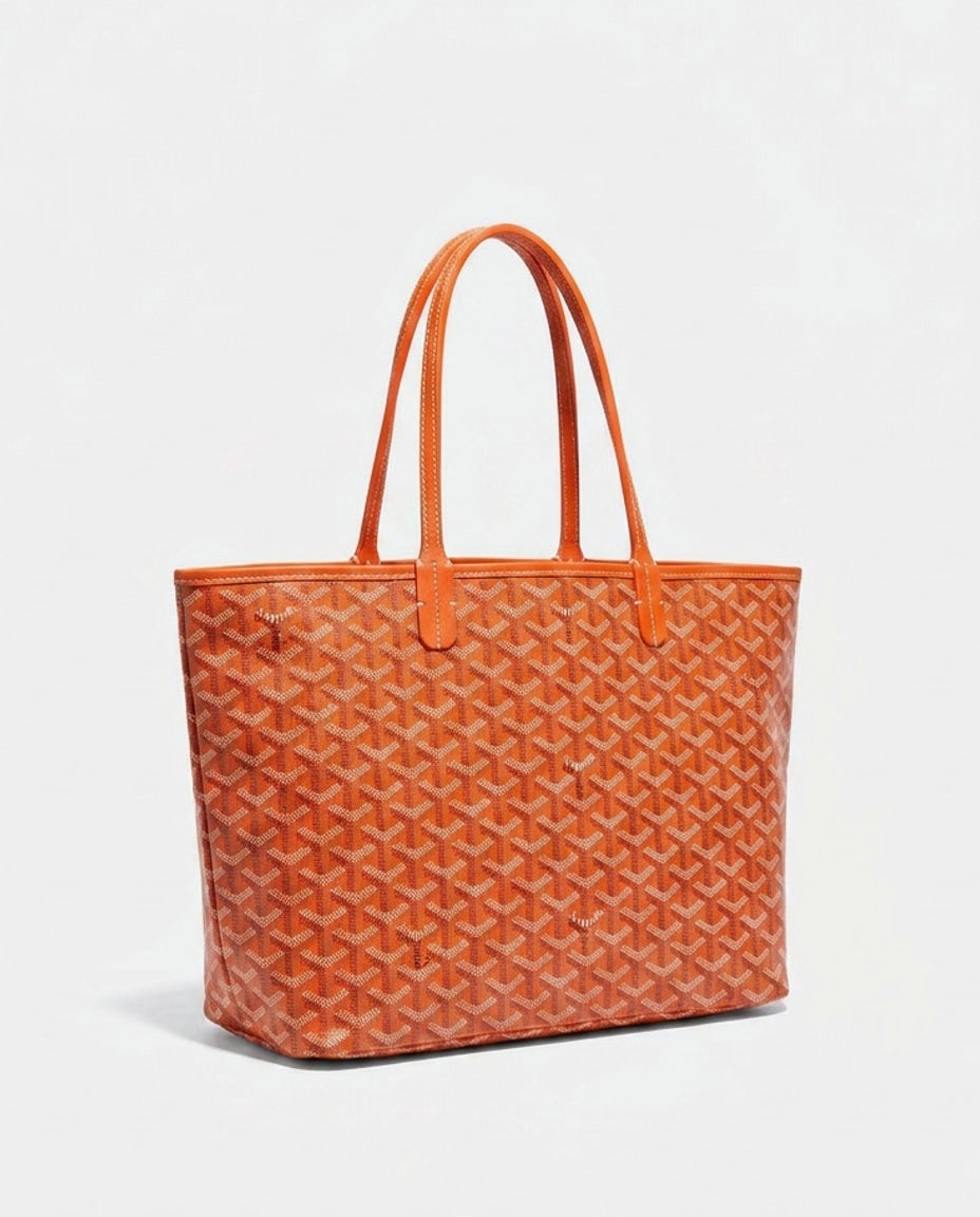 Chevron Print Structured Tote Bag