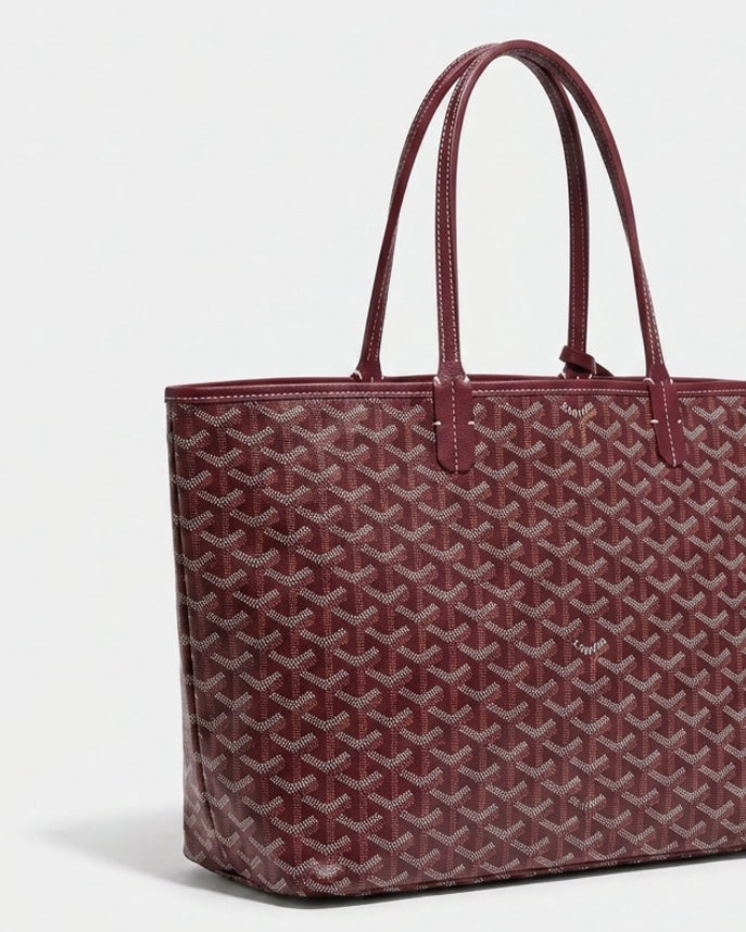 Chevron Print Structured Tote Bag