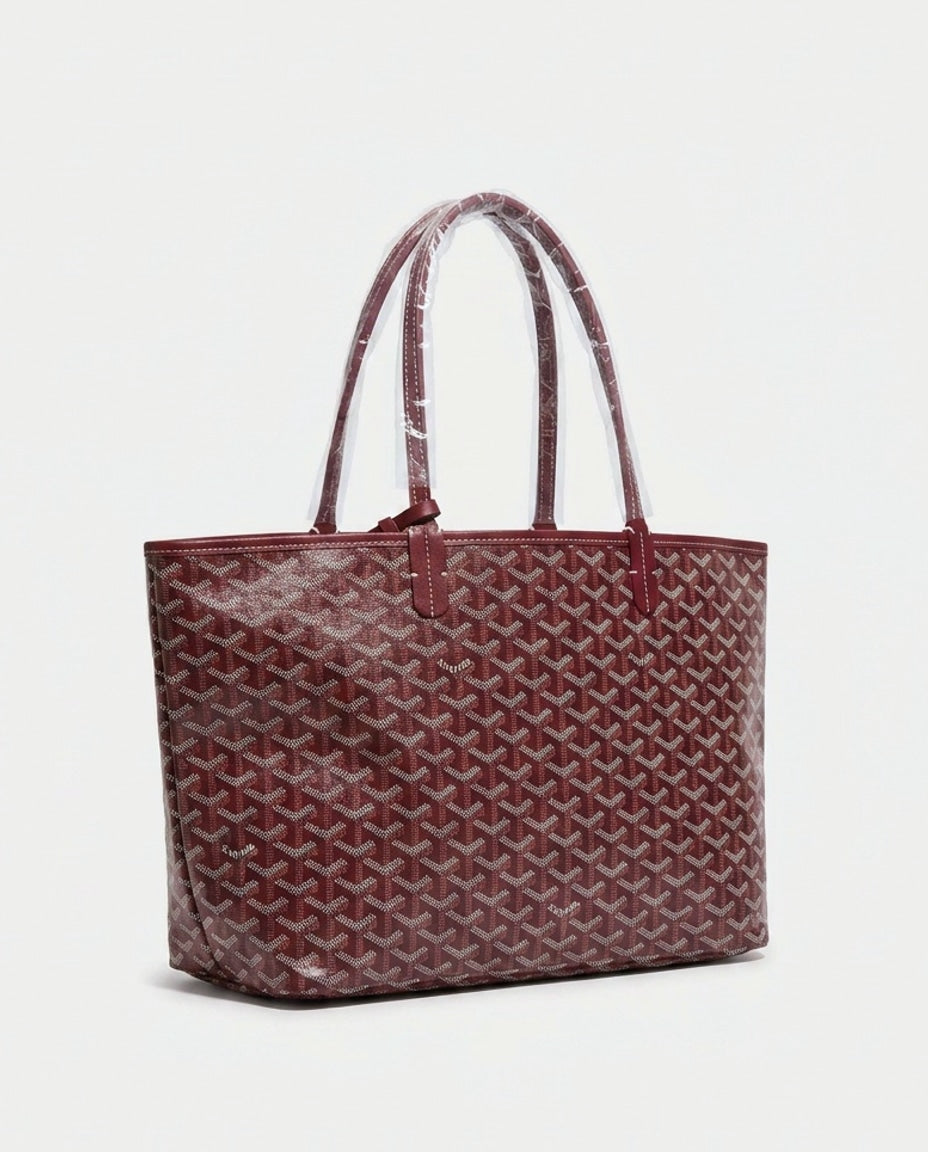 Chevron Print Structured Tote Bag