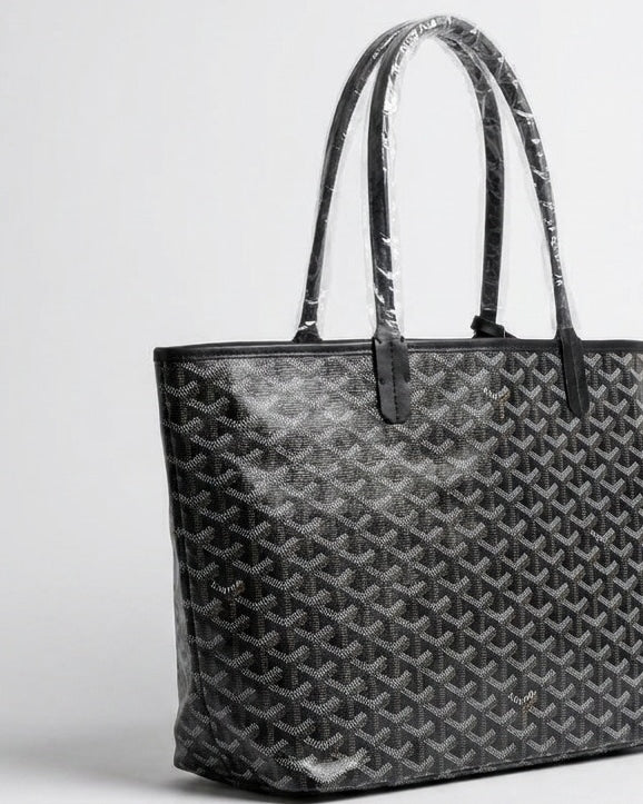 Chevron Print Structured Tote Bag