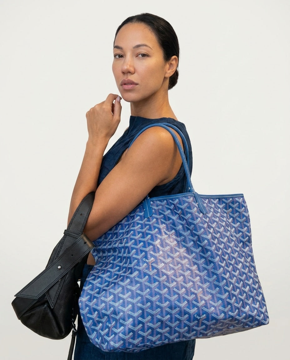 Chevron Print Structured Tote Bag