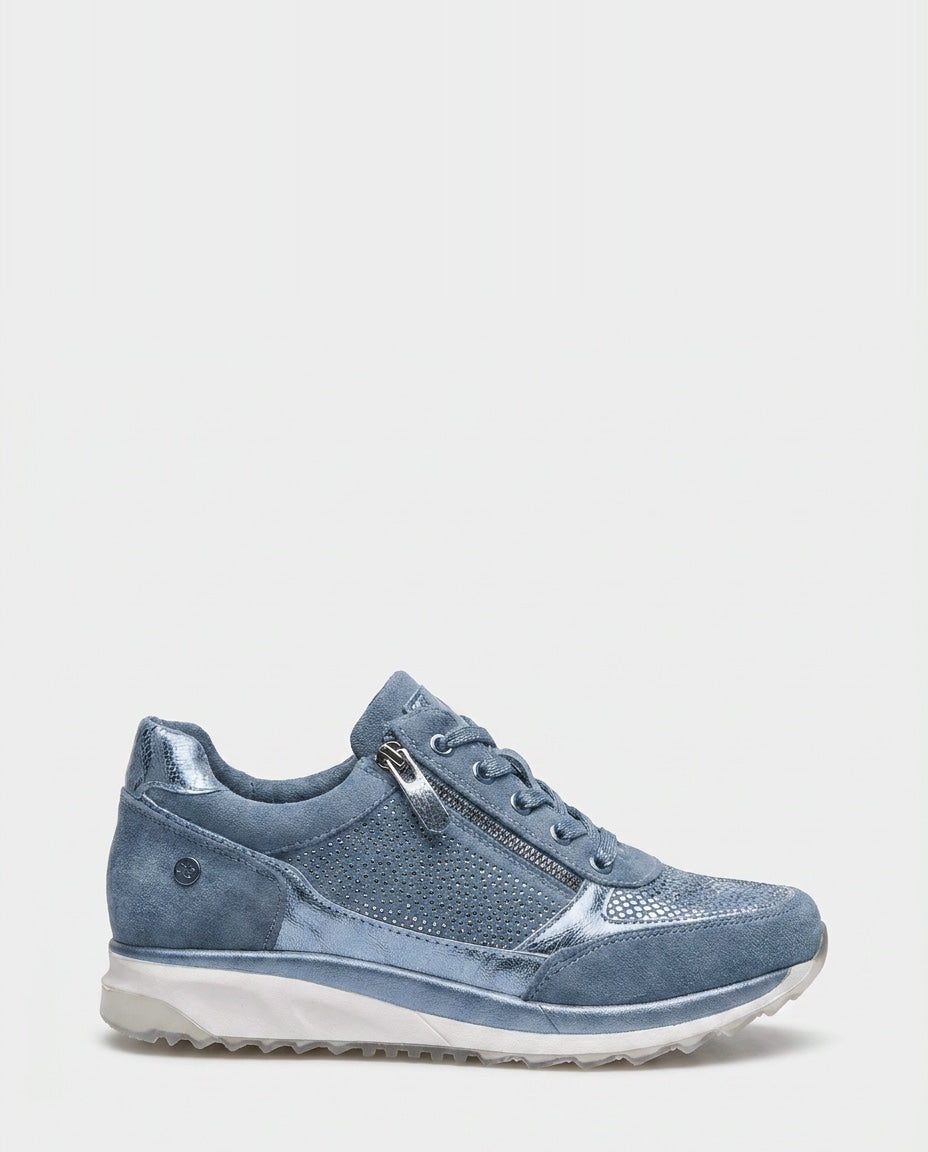 Metallic Snake-Print Chunky-Sole Trainers