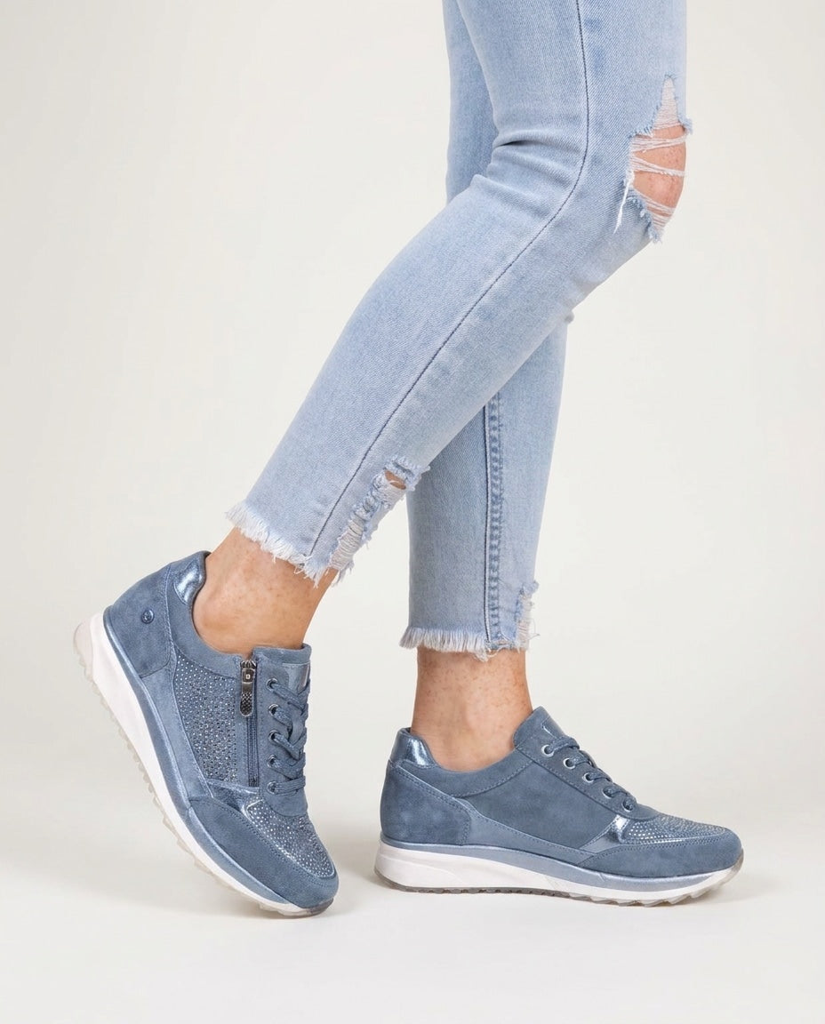 Metallic Snake-Print Chunky-Sole Trainers