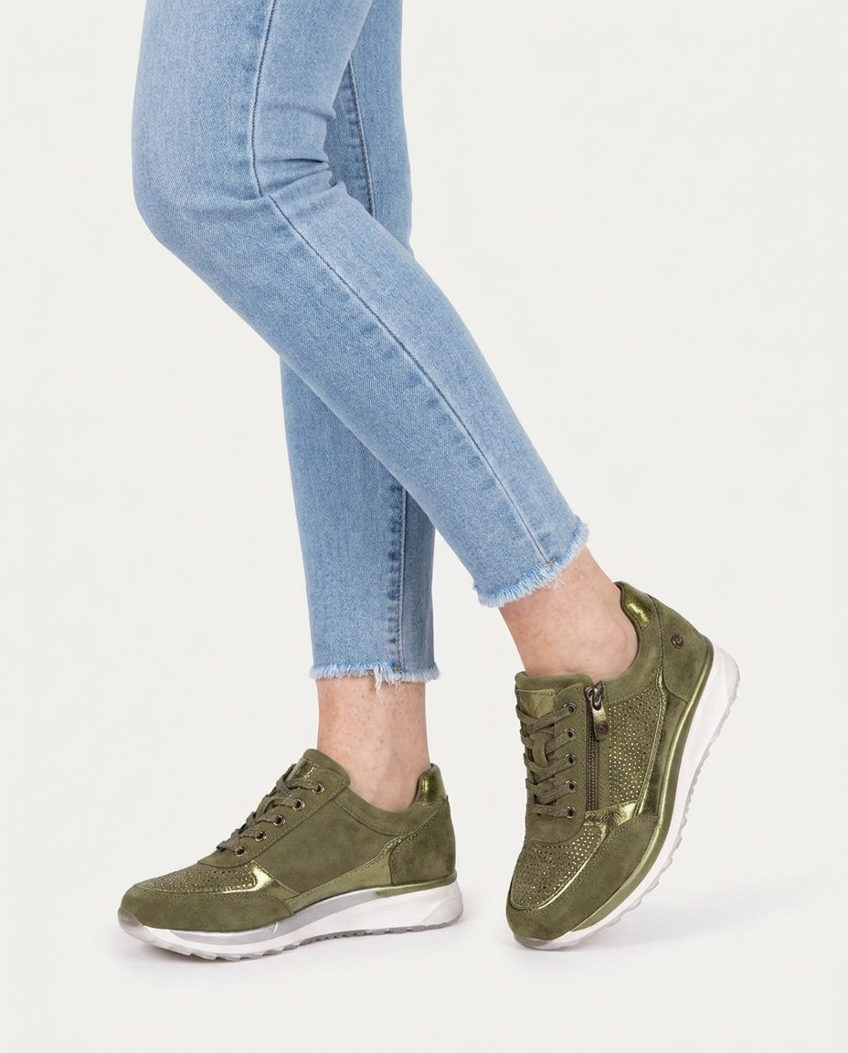Metallic Snake-Print Chunky-Sole Trainers