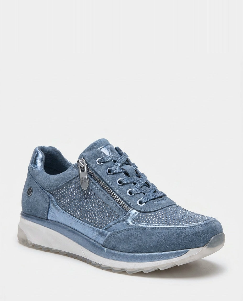 Metallic Snake-Print Chunky-Sole Trainers