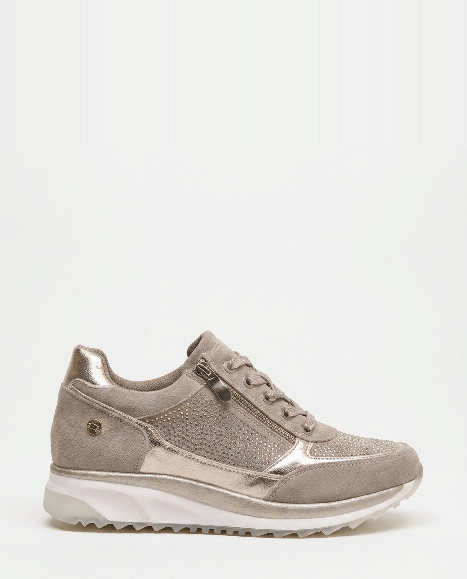 Metallic Snake-Print Chunky-Sole Trainers