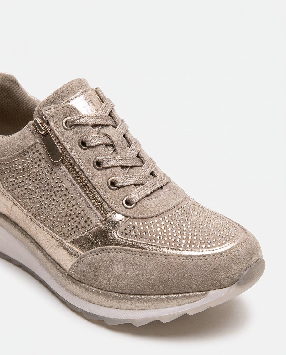 Metallic Snake-Print Chunky-Sole Trainers