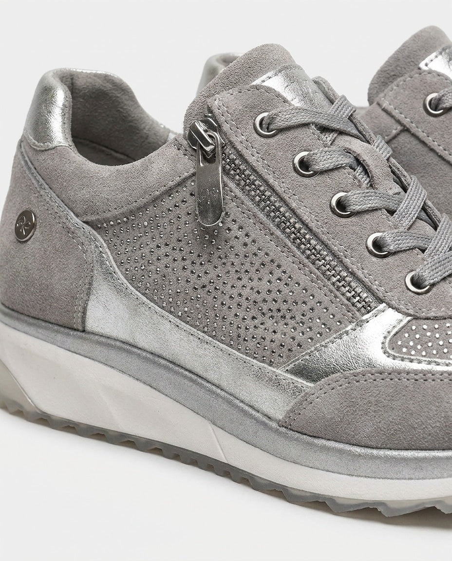 Metallic Snake-Print Chunky-Sole Trainers