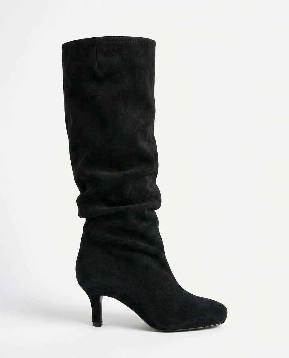 Slouchy Suede Stiletto Knee-High Boots