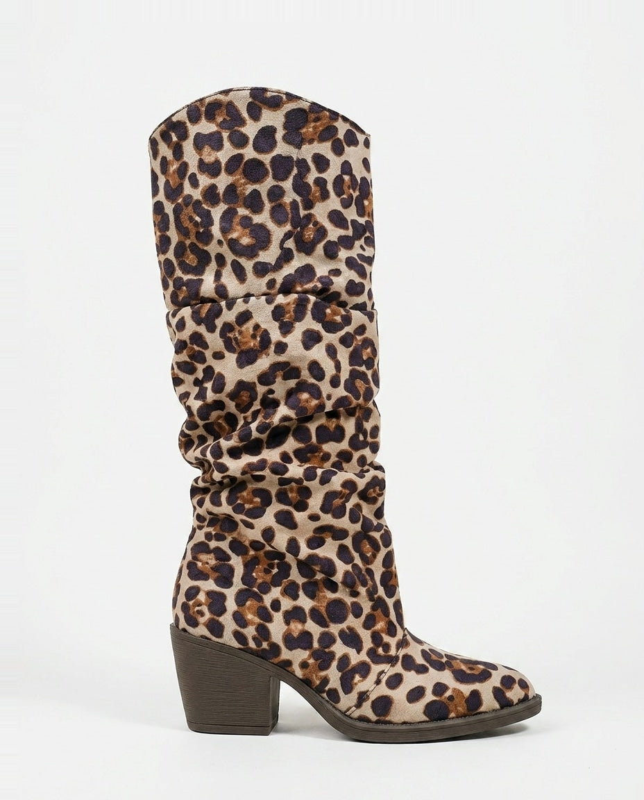 Slouchy Block Heel Knee-High Boots
