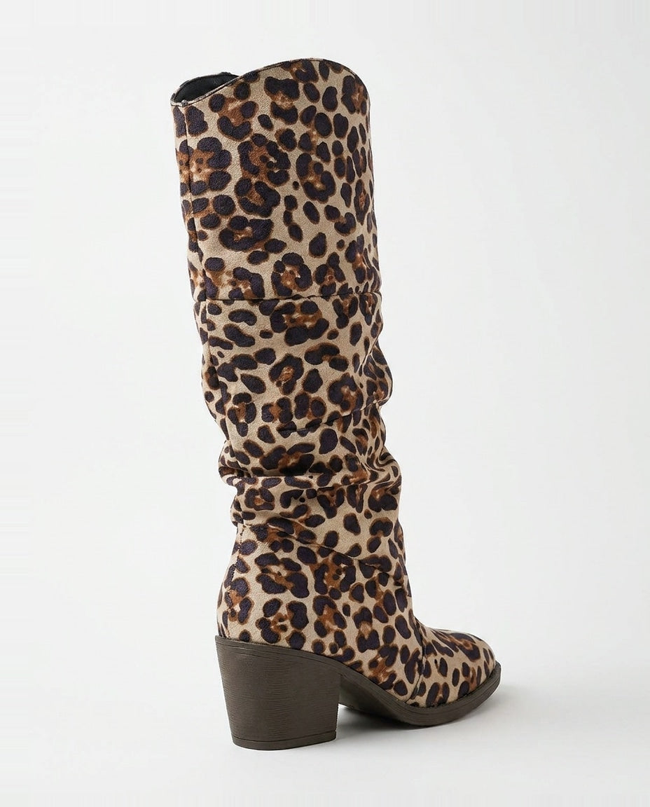Slouchy Block Heel Knee-High Boots