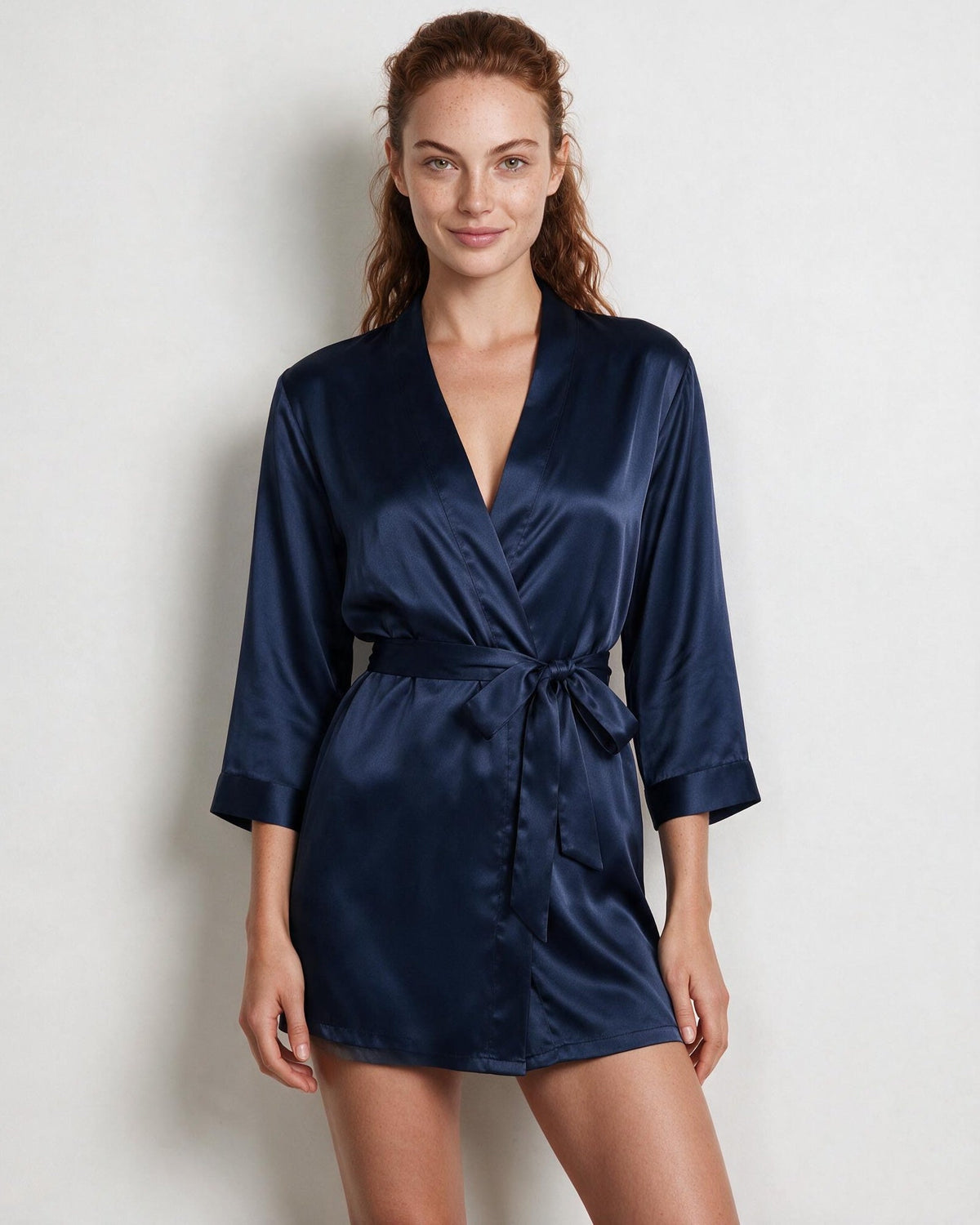 Satin Wrap Robe With Belt