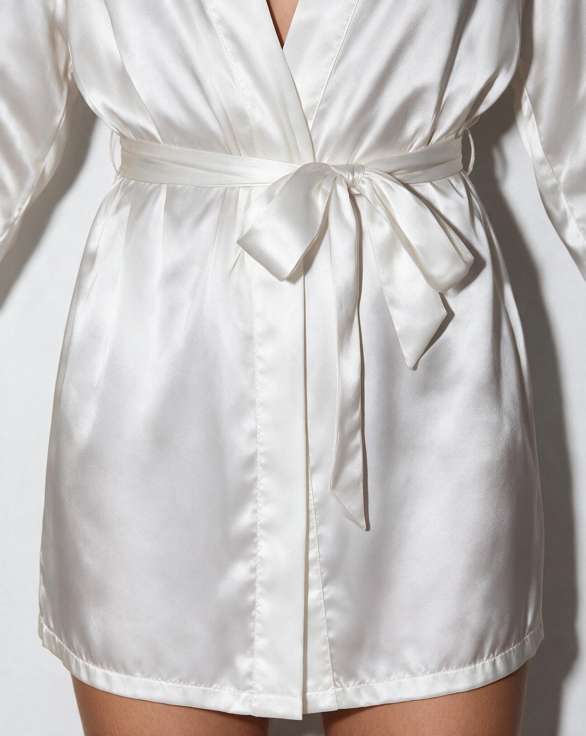 Satin Wrap Robe With Belt