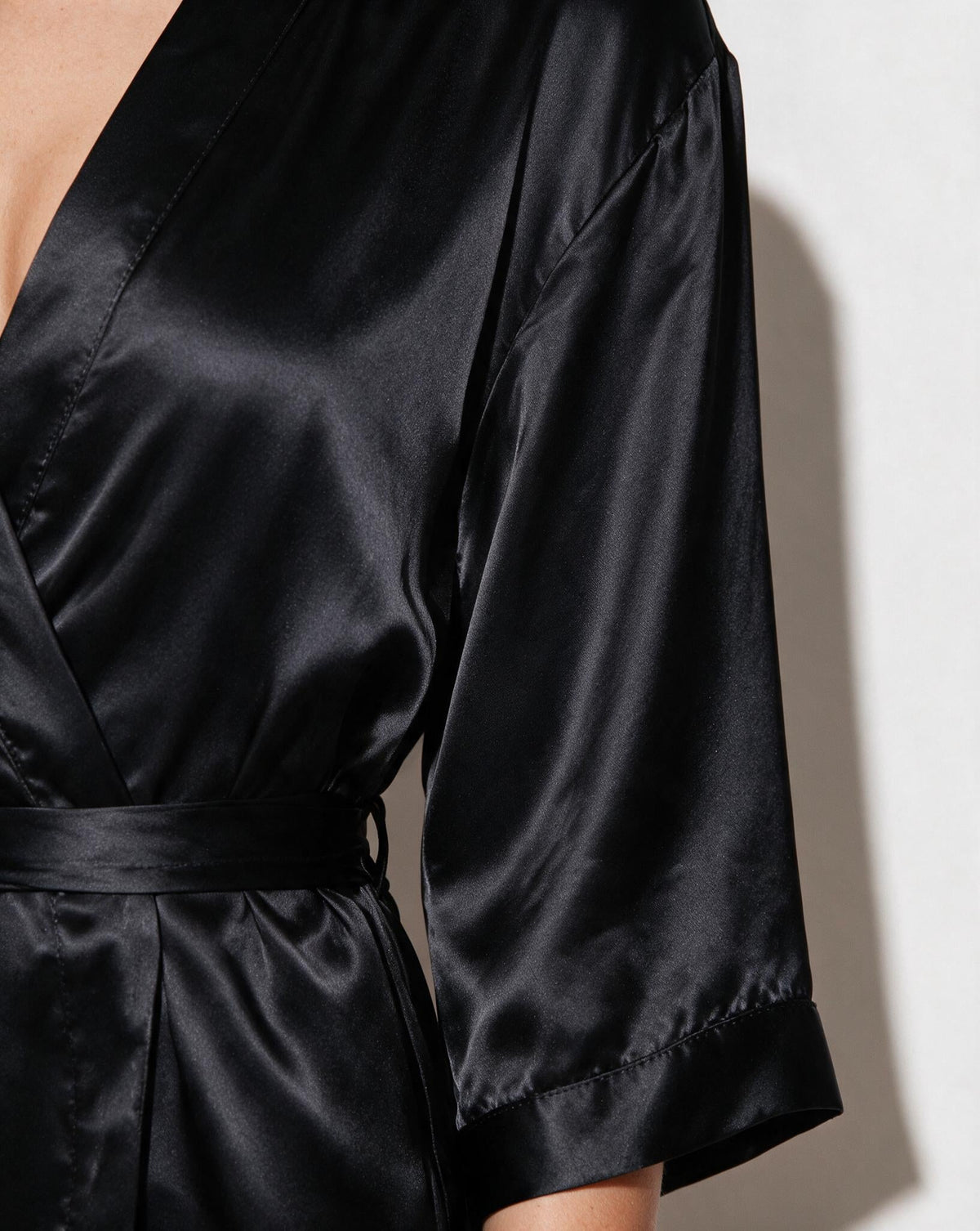 Satin Wrap Robe With Belt