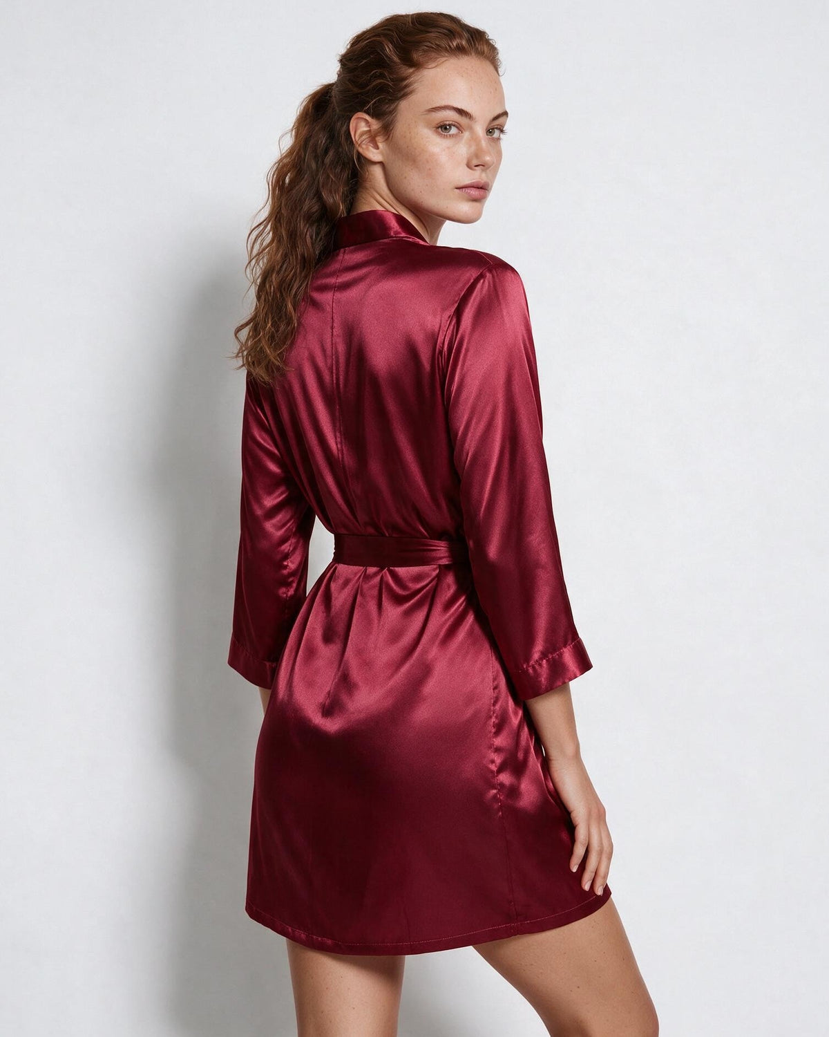 Satin Wrap Robe With Belt