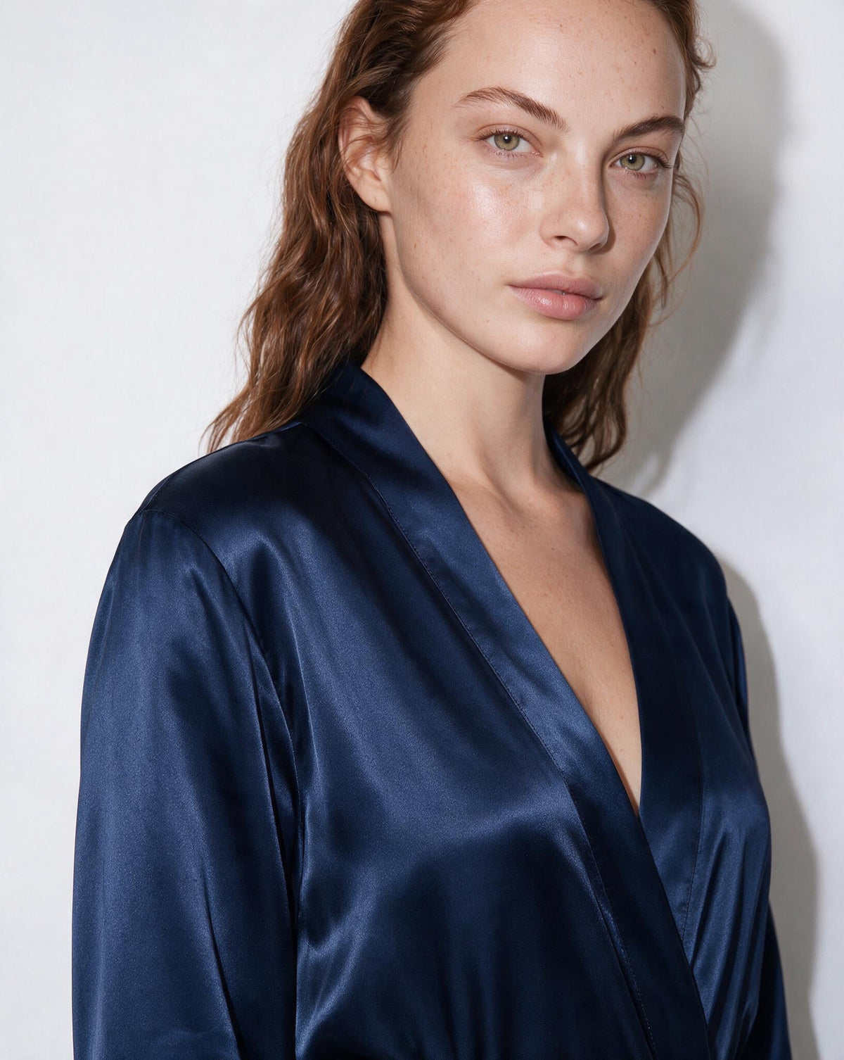Satin Wrap Robe With Belt