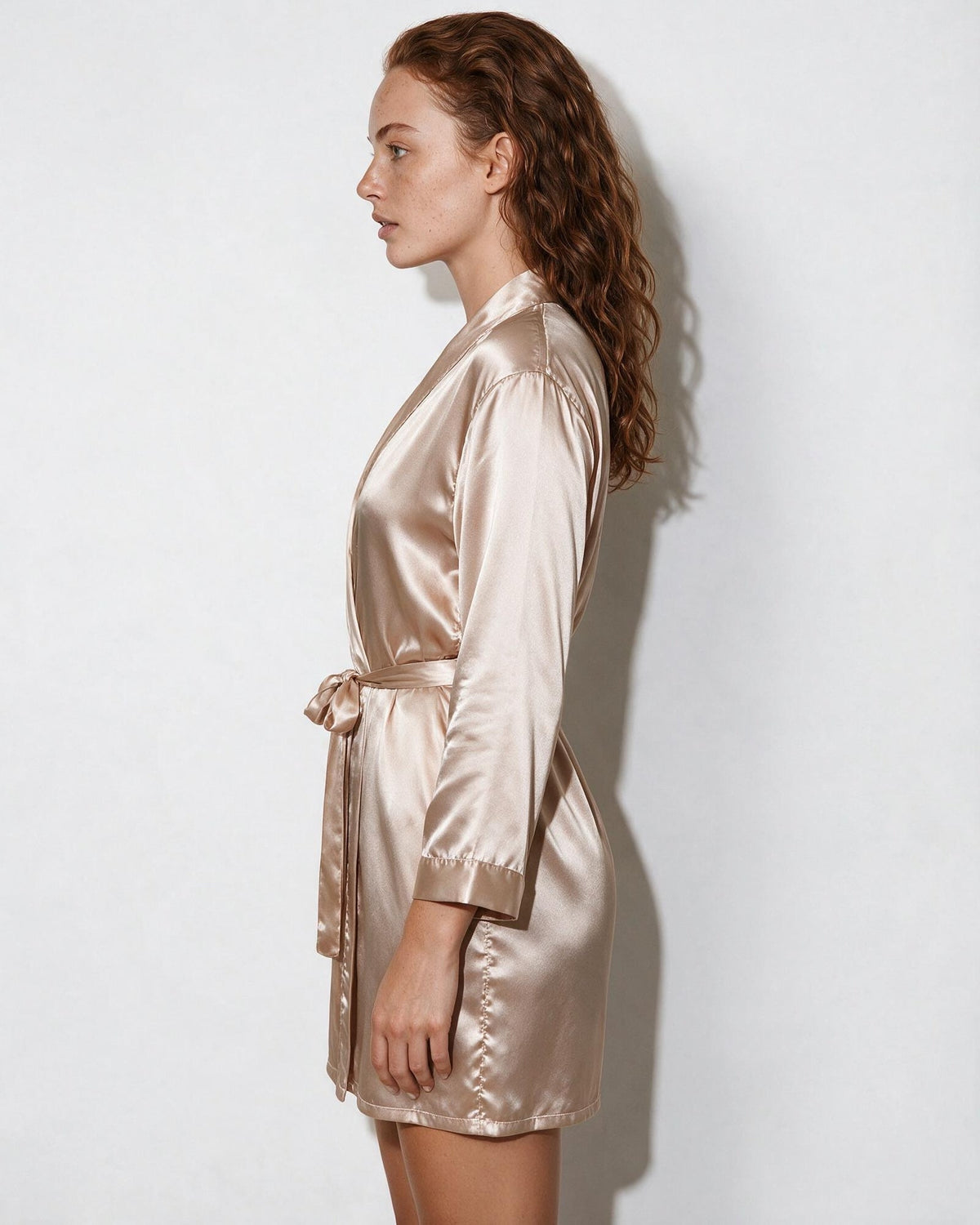 Satin Wrap Robe With Belt