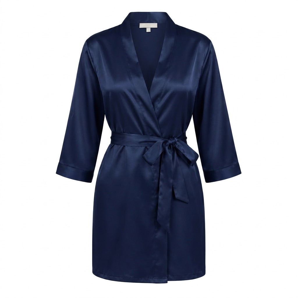 Satin Wrap Robe With Belt