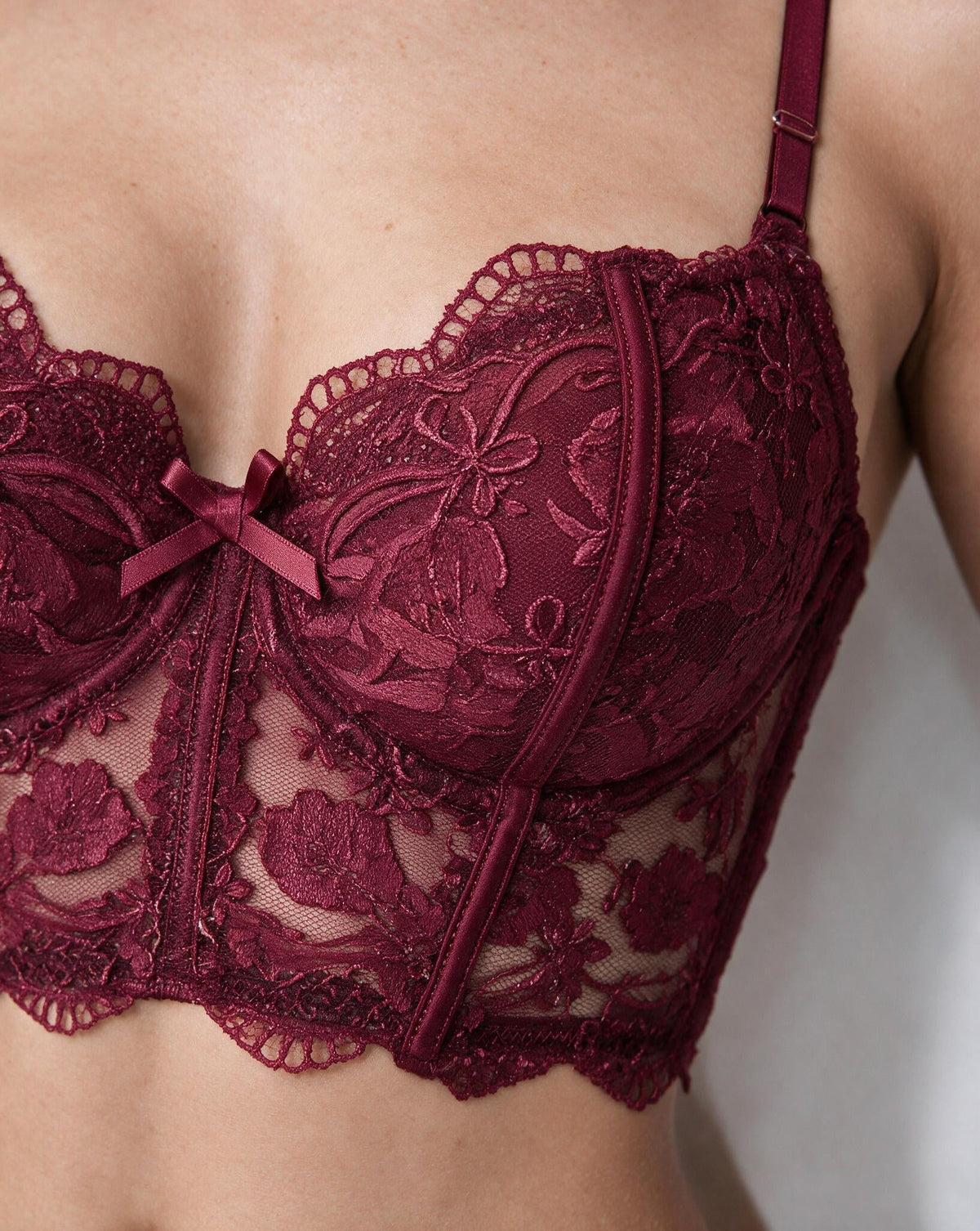Floral Lace Bralette And Thong Set