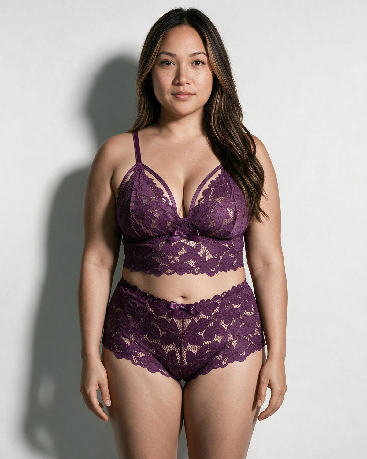 Plus Size Strappy Lace Lingerie Set