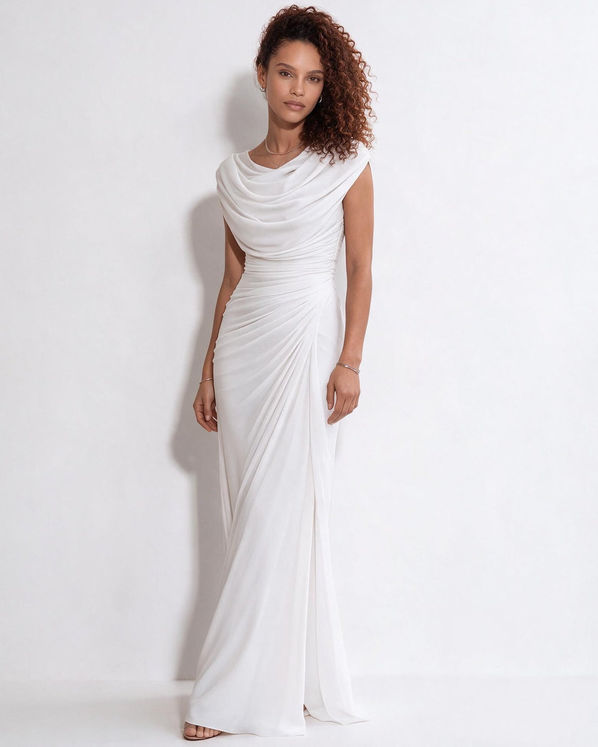 Cowl Neck Draped Maxi Dress