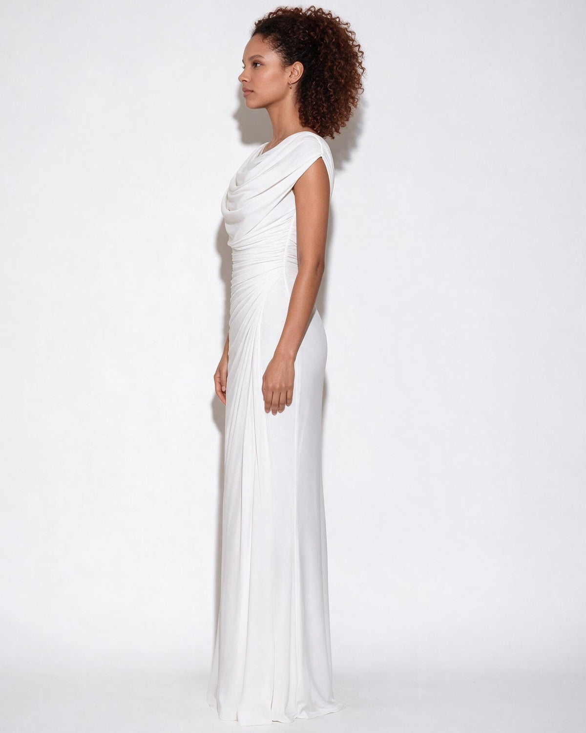 Cowl Neck Draped Maxi Dress