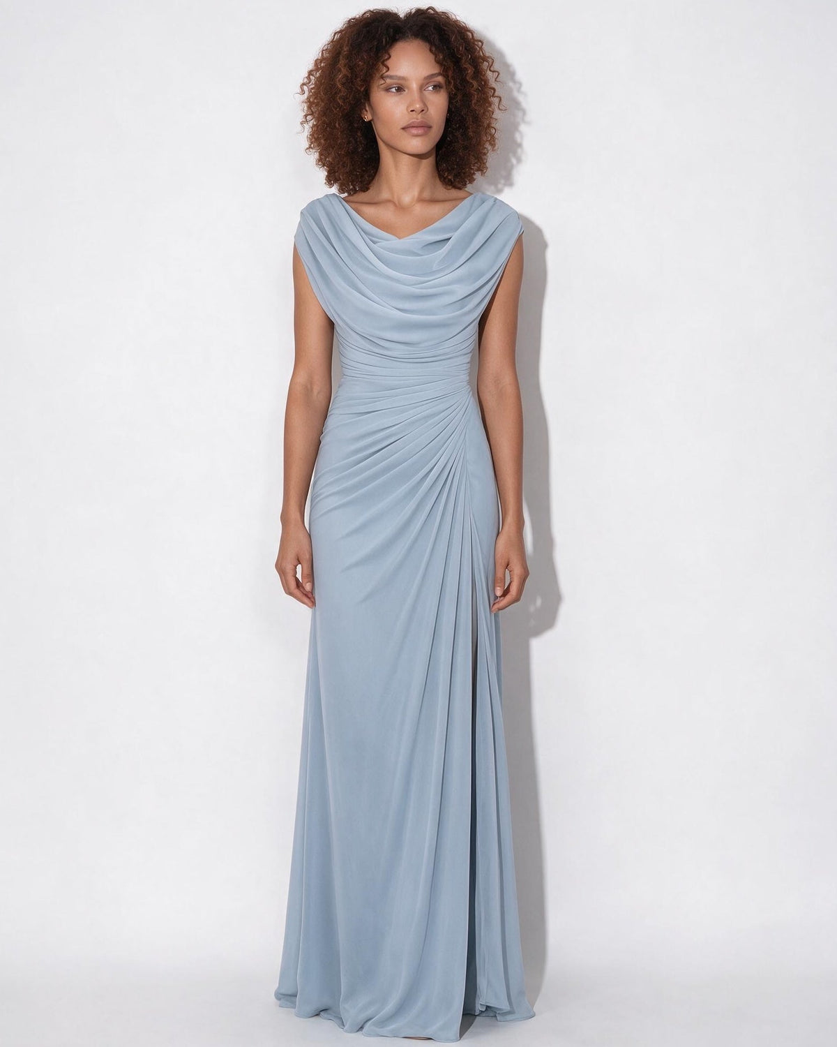Cowl Neck Draped Maxi Dress