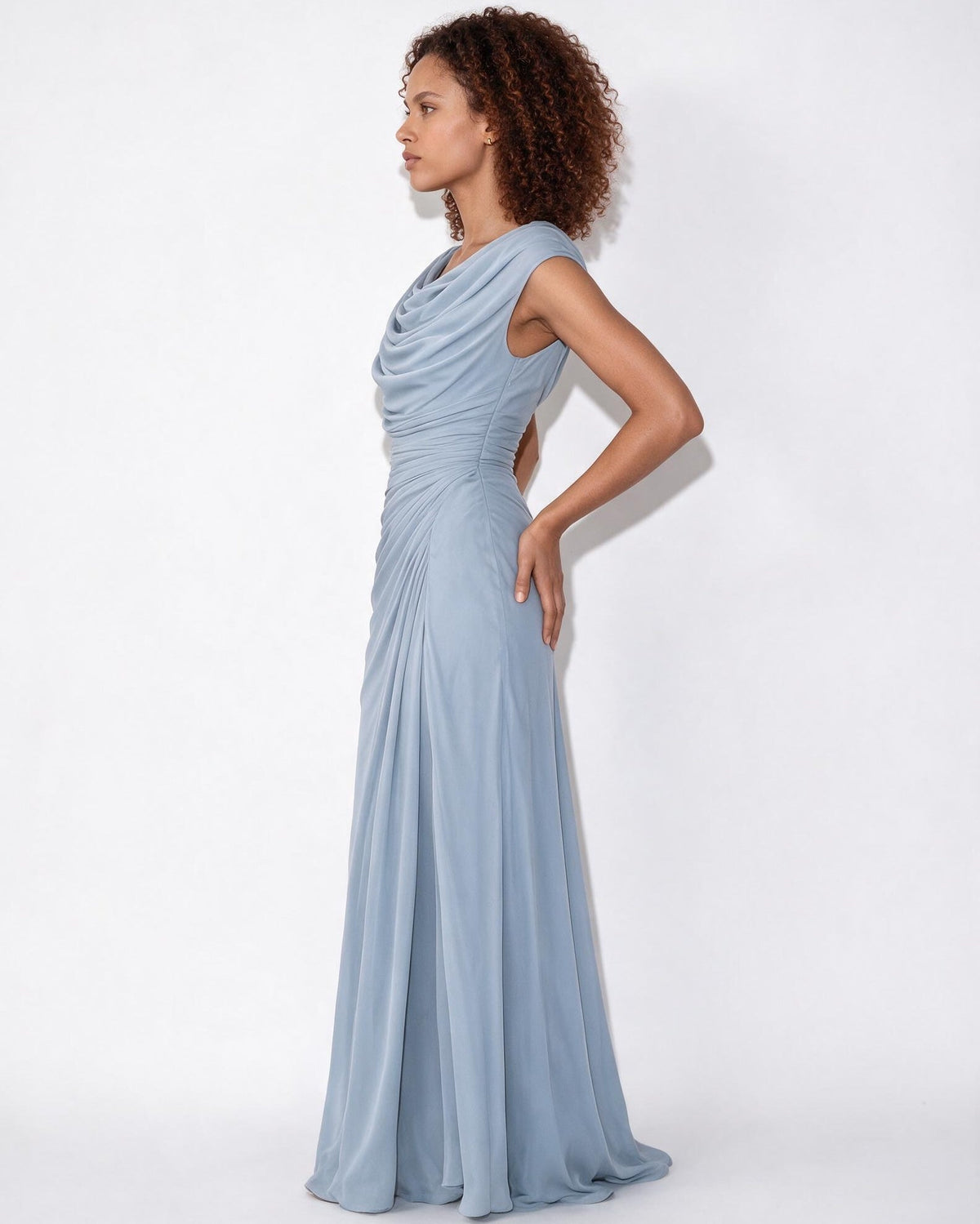 Cowl Neck Draped Maxi Dress