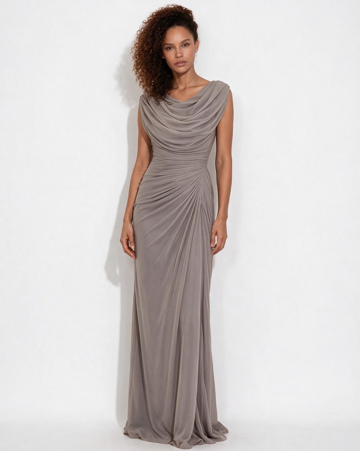 Cowl Neck Draped Maxi Dress