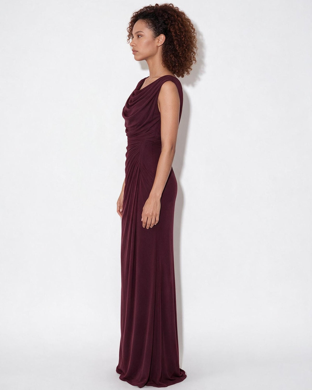 Cowl Neck Draped Maxi Dress